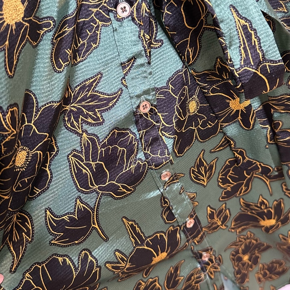 Who What Wear Green Floral Shirt Dress - Picture 3 of 9